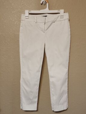Ann Taylor Factory White Cropped Straight-Leg Pants